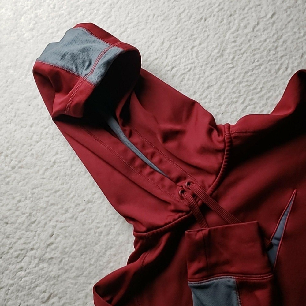 Nike Hoodie Mens Medium Red Therma-Fit Pullover Fleece Swoosh Kangaroo Pocket